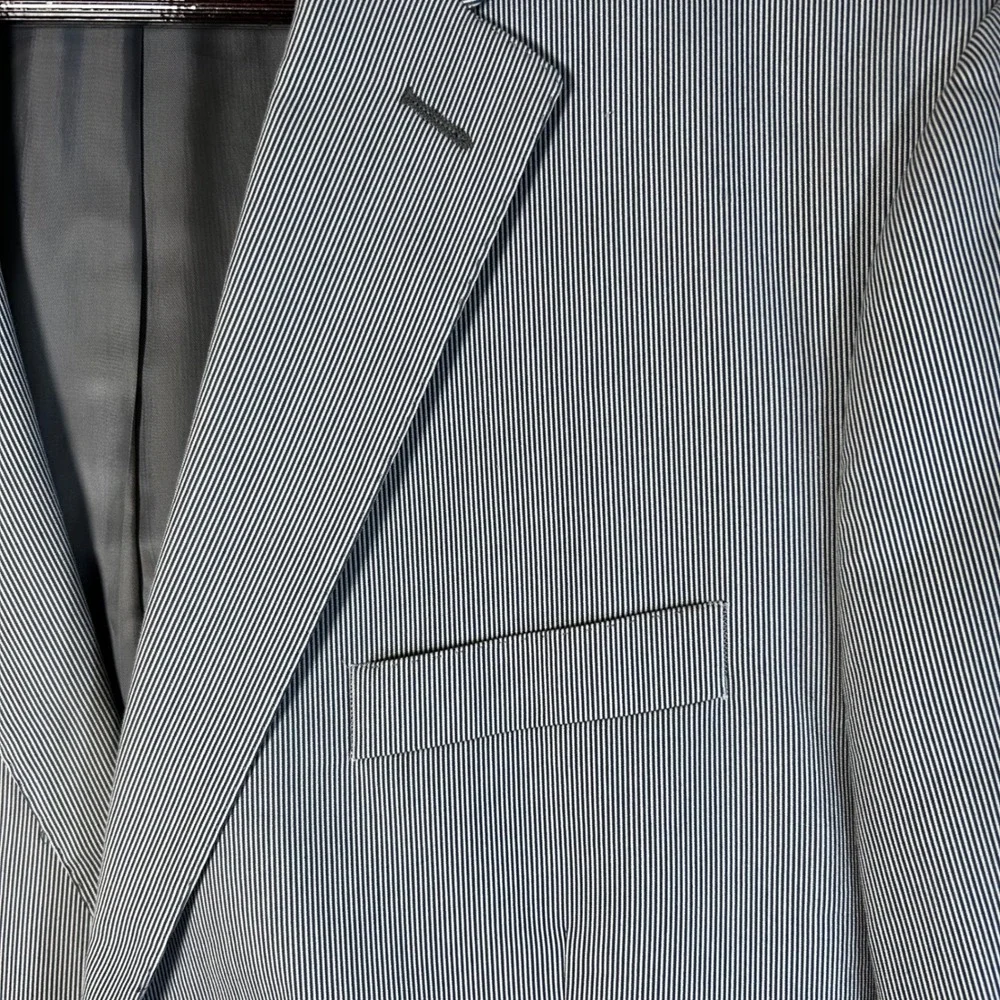 Lauren Ralph Lauren Mens 46R Trim Fit Micro Pinstripe Suit Gray White 36x32